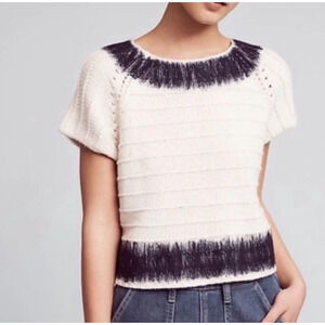 Anthropologie Field Flower Alpaca Wool Felt work Cropped Sweater Size Small